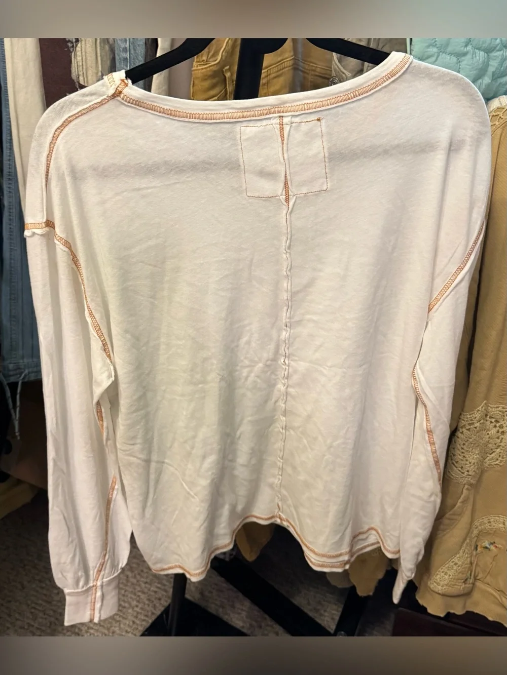 NWOT Free People We the Free Let It Roll Long Sleeve - ivory combo - XS, Small